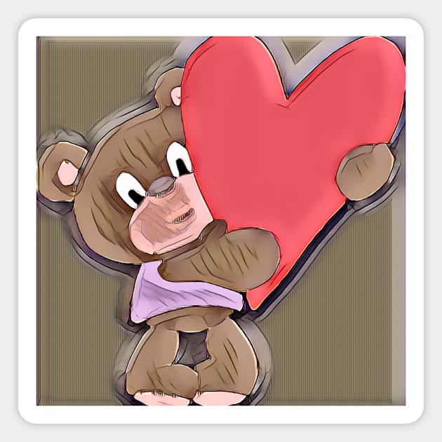 Big Heart Teddy Bear Valentine's Day Apparel Magnet by Topher's Emporium